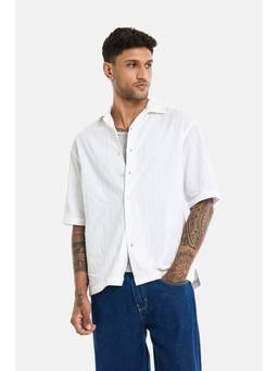 Snitch - White Half Sleeves Oversized Shirt for Men