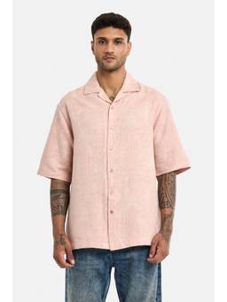 Snitch - Pink Half Sleeves Oversized Shirt for Men
