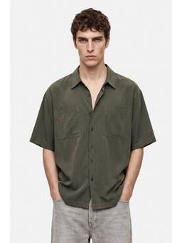Snitch - Olive Half Sleeves Oversized Casual Shirt for Men