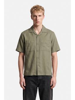 Snitch - Olive Solid Half Sleeves Boxy Shirt for Men