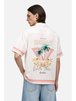 Snitch - Off White Half Sleeves Oversized Shirt for Men