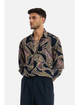 Snitch - Navy Full Sleeves Regular Casual Shirt for Men