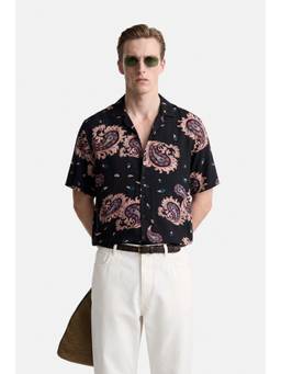 Snitch - Black Half Sleeves Boxy Shirt for Men