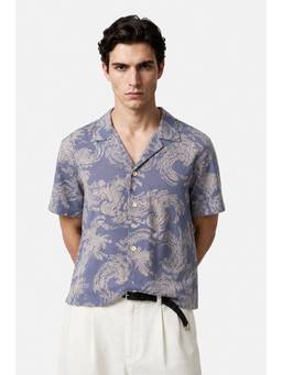 Snitch - Blue Half Sleeves Boxy Shirt for Men