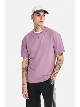 Snitch - Men Lavender Cotton Oversized T-shirt