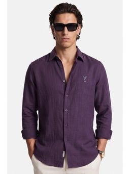 Snitch - Men Purple Lyocell Regular Fit Shirt