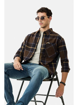 Snitch - Men Brown Cotton Relaxed Fit Shirt