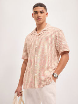 The Bear House - Men Brown Cotton Slim Fit Shirt