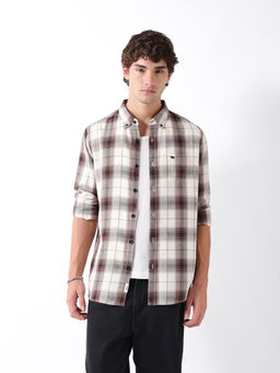 The Bear House - Men Brown Cotton Slim Fit Shirt
