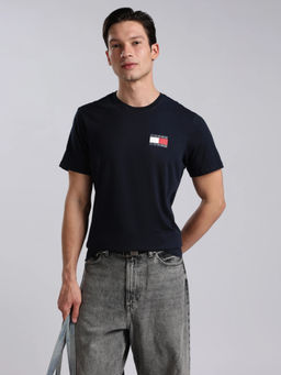 Tommy Hilfiger - Men Navy Blue Cotton Slim Fit T-Shirt