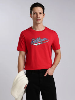 Tommy Hilfiger - Men Red Cotton Regular Fit T-Shirt