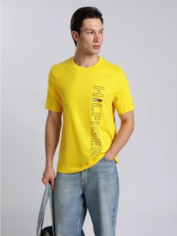 Tommy Hilfiger - Men Yellow Cotton Regular Fit T-Shirt