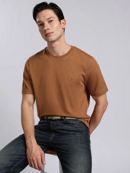 Tommy Hilfiger - Men Brown Cotton Regular Fit T-Shirt