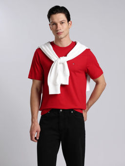 Tommy Hilfiger - Men Red Cotton Regular Fit T-Shirt
