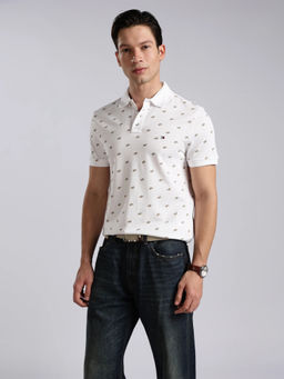 Tommy Hilfiger - Men White Cotton Regular Fit Polo T-Shirt