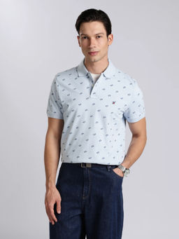 Tommy Hilfiger - Men Blue Cotton Regular Fit Polo T-Shirt