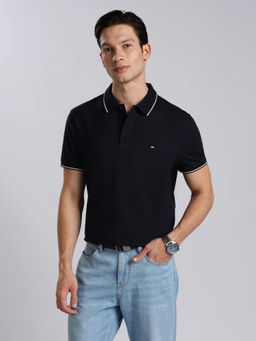Tommy Hilfiger - Men Blue Cotton Regular Fit Polo T-Shirt