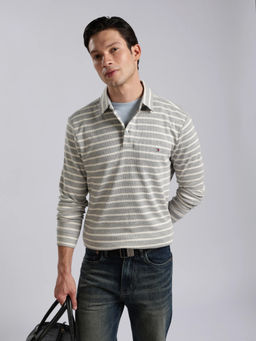Tommy Hilfiger - Men Grey Cotton Regular Fit Polo T-Shirt