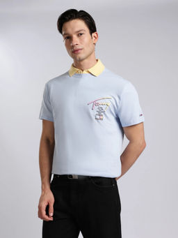 Tommy Hilfiger - Men Blue Cotton Regular Fit T-Shirt