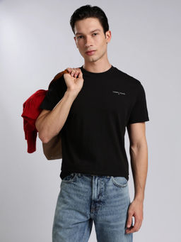 Tommy Hilfiger - Men Black Cotton Slim Fit T-Shirt