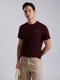 Tommy Hilfiger - Men Wine Cotton Slim Fit T-Shirt