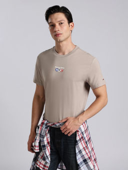 Tommy Hilfiger - Men Grey Cotton Slim Fit T-Shirt