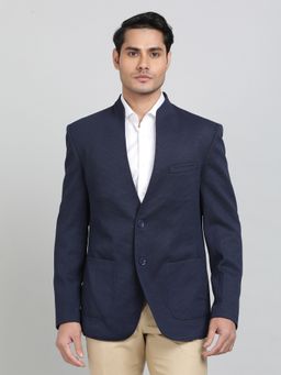 JB Studio - Men Polyester Navy Blue Blazer