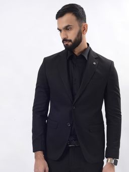 JB Studio - Men Black Polyester Blazer