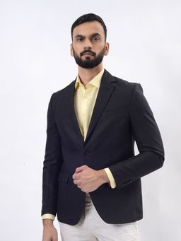 JB Studio - Men Black Cotton Blend Blazer
