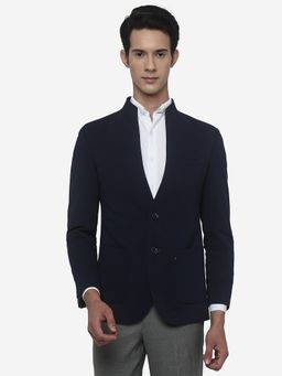 JB Studio - Men Navy Blue Wool Blend Blazer