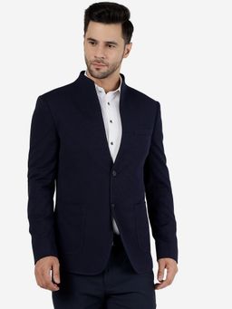 JB Studio - Men Navy Blue Textured Blazer