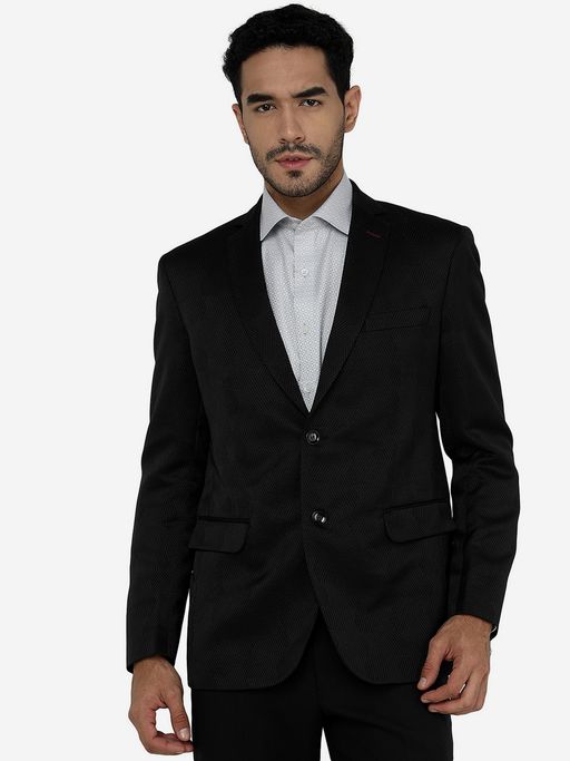 JB Studio Men Black Textured Blazer