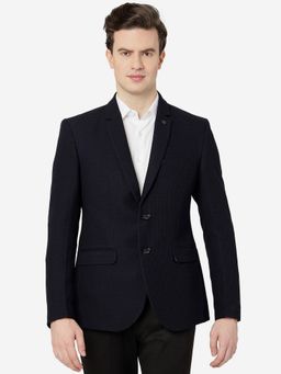 JB Studio - Men Navy Blue Notched Lapel Blazer