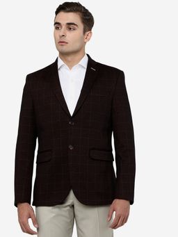 JB Studio - Men Wine Notched Lapel Blazer
