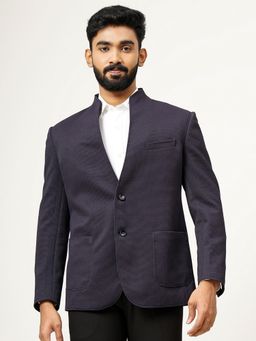 JB Studio - Men Navy Blue Polyester Blazer