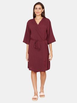 Zivame - Coucou Above Knee Robe with tie on - Red Alert Print