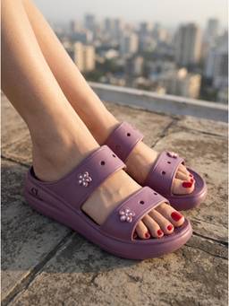 Carlton London - Women Purple Double-Strap Lightweight Sandals