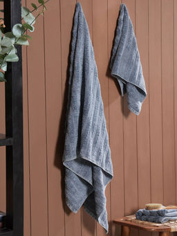 Maspar - Blue Distressed 550 Gsm Soft & Quick Absorbent Towels (Set Of 3) (M)