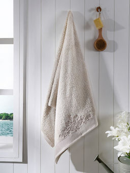 Maspar - Beige 100% Cotton Embroidery Bath Towel (M)