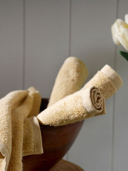 Maspar - Yellow 100% Cotton Embroidery Face Towel (Pack Of 4) (M)