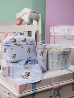 THE BABY TRUNK - Unisex Teddy's Dream Fly Print Organic Cotton Travel Set for Kids (Set of 3)