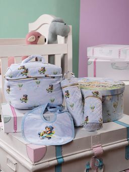 THE BABY TRUNK - Unisex Teddy's Dream Fly Print Organic Cotton Travel Set for Kids (Set of 4)