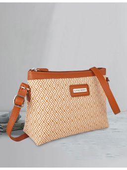 FLYING BERRY - White & Yellow Ethnic Printed Handcrafted Vegan Leather Sling Bag