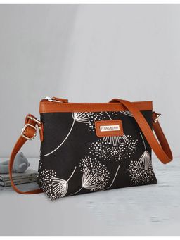 FLYING BERRY - Black Ethnic Printed Handcrafted Vegan Leather Sling Bag