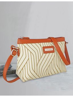 FLYING BERRY - Beige Ethnic Printed Handcrafted Vegan Leather Sling Bag