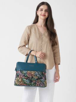 Caprese - Miami Large Teal Laptop Bag with Detachable Strap (L)