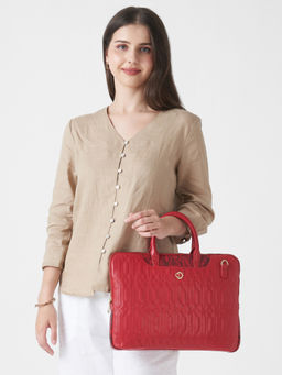 Caprese - Bubble Large Red Laptop Bag with Detachable Strap (L)