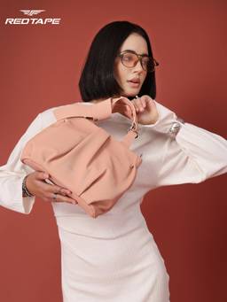 Red Tape - Women Pink Textured Satchel Bag with Detachable Sling Strap (S)