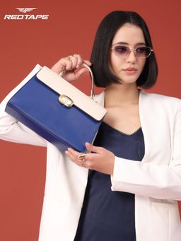 Red Tape - Blue Colorblock Satchel Bag with Detachable Strap (S)