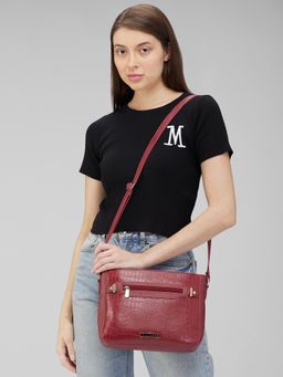 Caprese - Savina Sling Medium Maroon Solid Sling Bag (M)